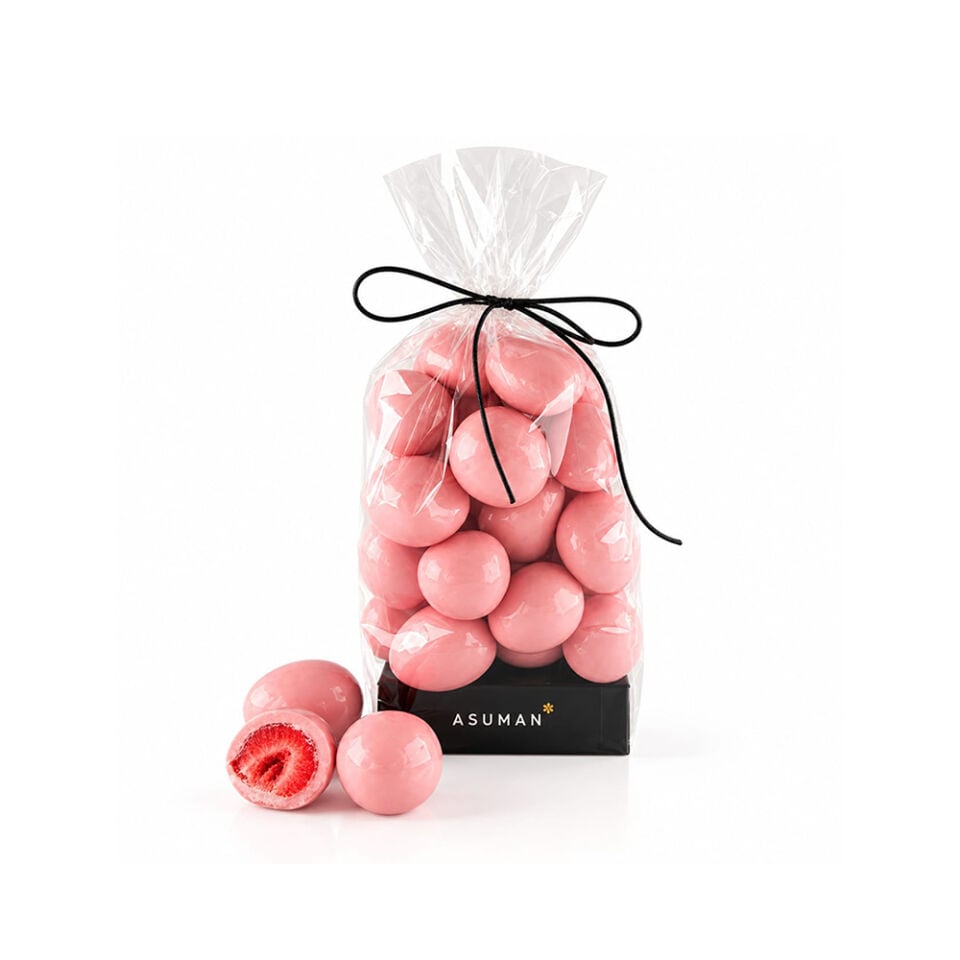Beyaz Çikolata Kaplı Çilek Draje (Pembe)