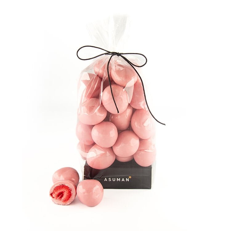 Beyaz Çikolata Kaplı Çilek Draje (Pembe)